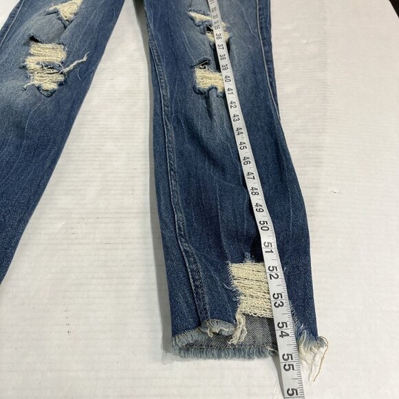 Hollister Denim Overalls Womens S Bib Distressed Tapered Leg Dark Wash 90s Y2K - Picture 3 of 9